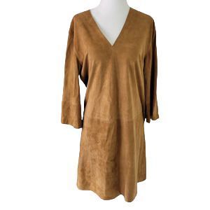 VINCE Lambs Leather Shift dress size Small Brown
